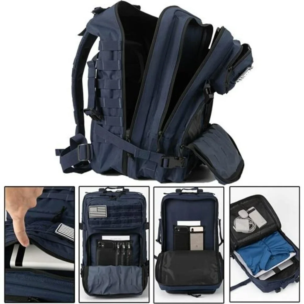 QT&QY 45L Tactical Backpack Molle Military Hiking Bug Out Bag Waterproof